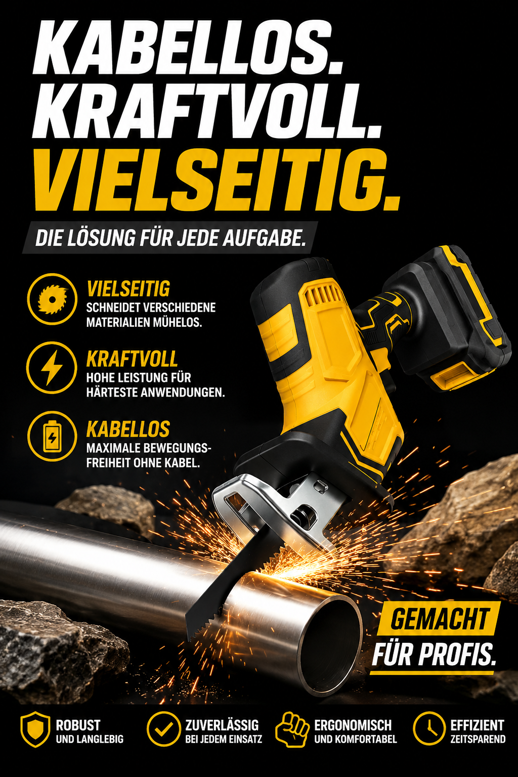 Kabellose Akku-Säbelsäge im Einsatz